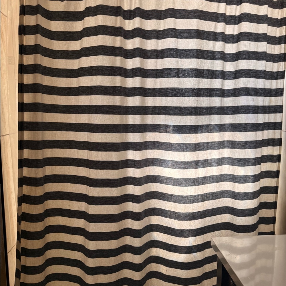 Striped Navy and White Shower Curtain